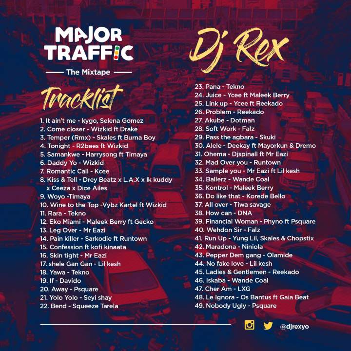 DJ Rex - Major Traffic (The Mixtape) Tracklisting