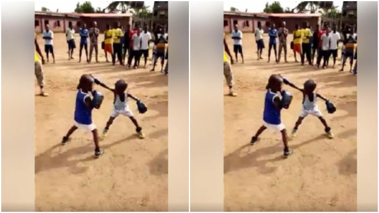 Watch Viral Video Of Two Children In A Boxing Match In Abeokuta While Adults Cheer On