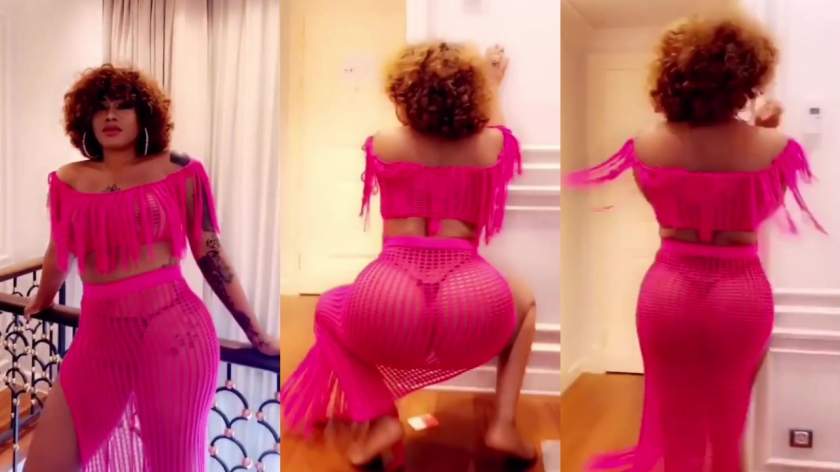 'This is too much for me': Fan on Toyin Lawani twerking to Olamide's Song In Transparent Dress (Video)