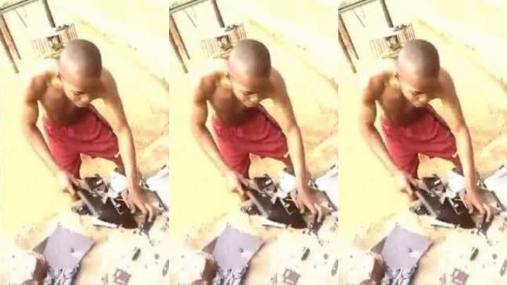 Watch Nigerian Yahoo Boy Destroy His Laptops After 4 Years Of Not Making Money