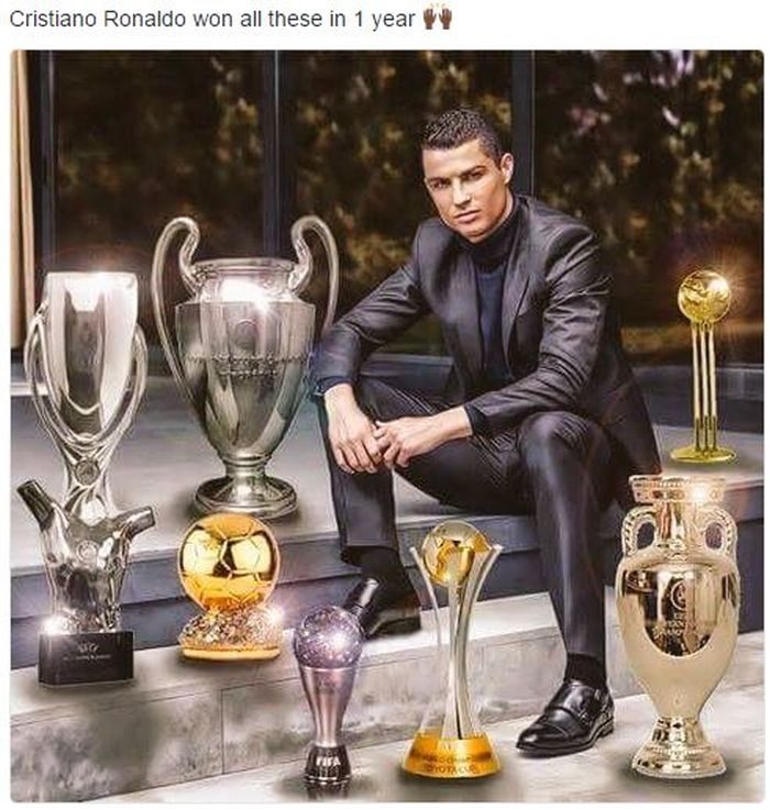 Boom!! See All The Trophies Cristiano Ronaldo Won In One Year (Photo)