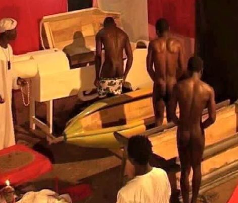 Shocking!! See This Leaked Photo Of Men About To Sleep In Coffin While Performing Rituals To Become Rich