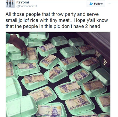 Wow! Will You Eat It? Food Served With N500 Note Attached To It In An Event