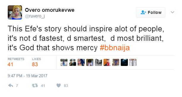 #BBNaija: See How Nigerians Reacted After Efe Won Ultimate Head Of House