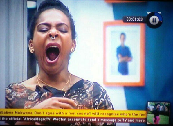 #BBNaija: Funny Photos Of Tboss Pictured Picking Her Nose