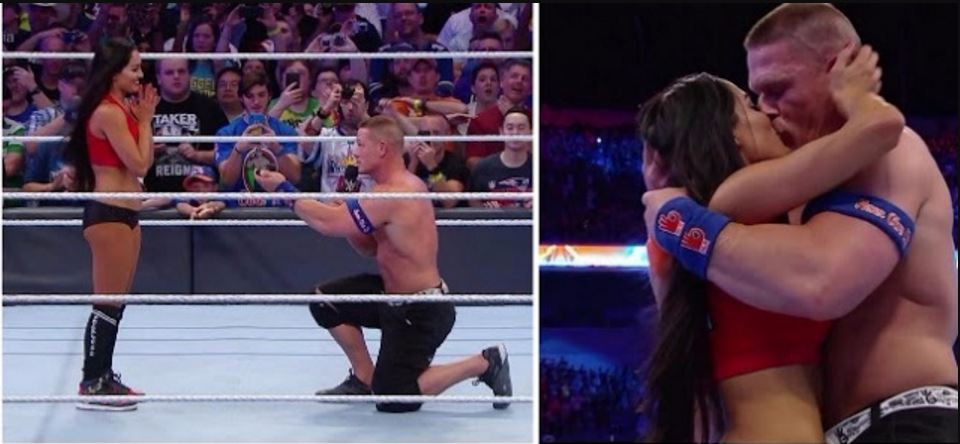 John Cena Proposes To Long Time Girlfriend Nikki Bella After Winning WrestleMania Match (Photos)
