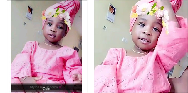 Davido's Daughter, Imade Looking Cute In Traditional Attire [Photos]