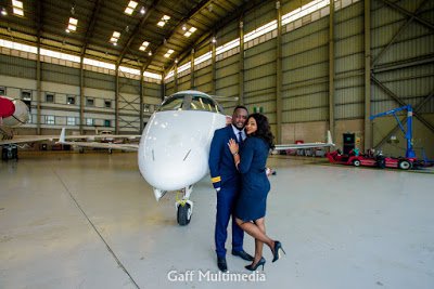 Lovely Pre-wedding Photos Of A Nigerian Pilot And His Fiancee In A Private Jet