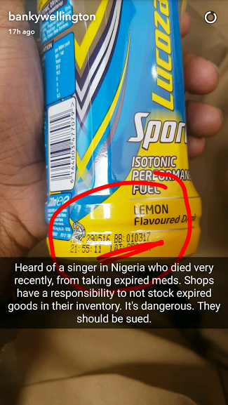 After Drinking Lucozade Drink Up To Half | See What Banky W Discovered (Photo)