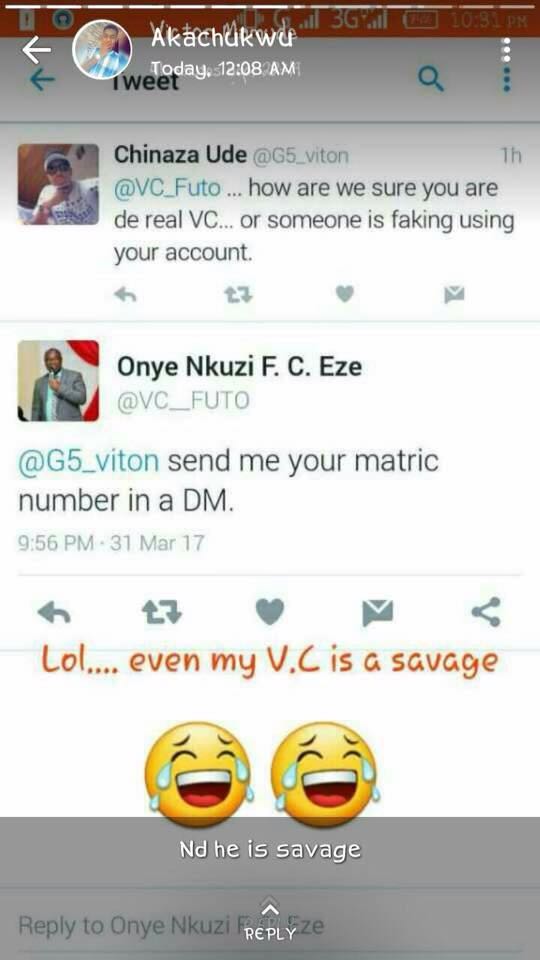 Hahahaha!! See The Funny Reply A Student Got From FUTO VC On Twitter (Very Funny)