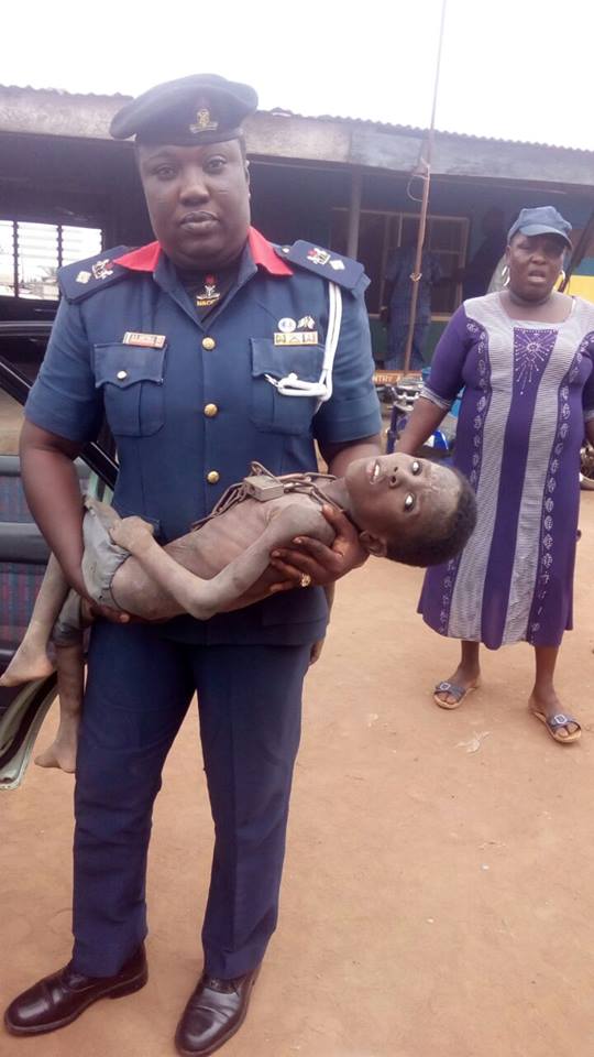 NSCDC rescues 9-year old boy chained for weeks in church [PHOTO]