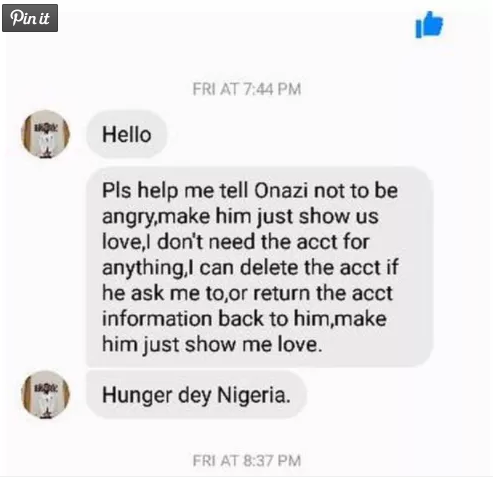 Read What Facebook hackers told Ogenyi Onazi