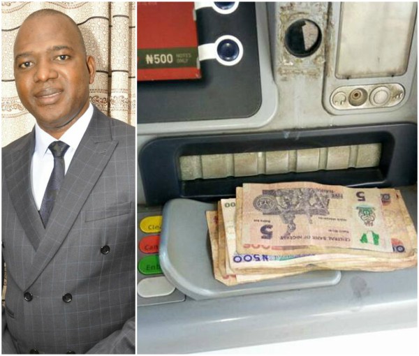 ATM machine allegedly dispenses 5 naira note to Nigerian man (Photos)
