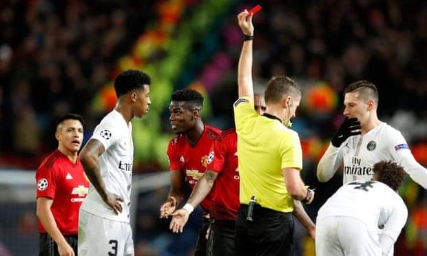 What Pogba did after red card in Man Utd's 2-0 defeat to PSG