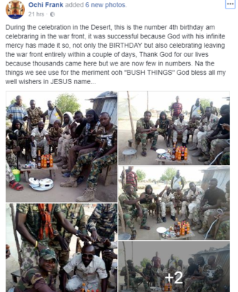 Nigerian soldier celebrates birthday for the 4th time at War-Front (Photos)