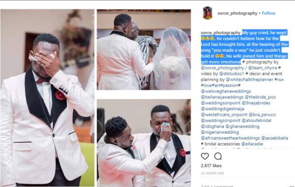 Ghanaian groom gets emotional and shed tears at his wedding