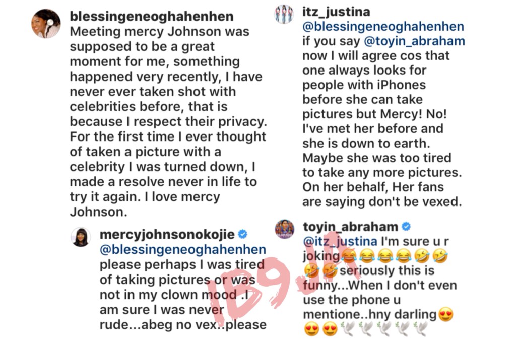 Mercy Johnson apologizes for snubbing a fan, Toyin Abraham reacts to similar allegation against her