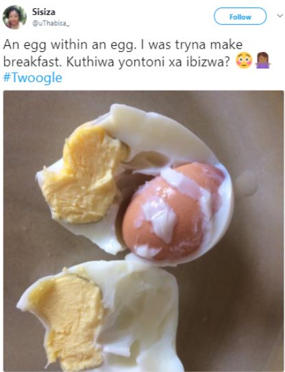 Nigerian Lady Finds A Fully Formed Egg Inside An Egg She Bought And Boiled