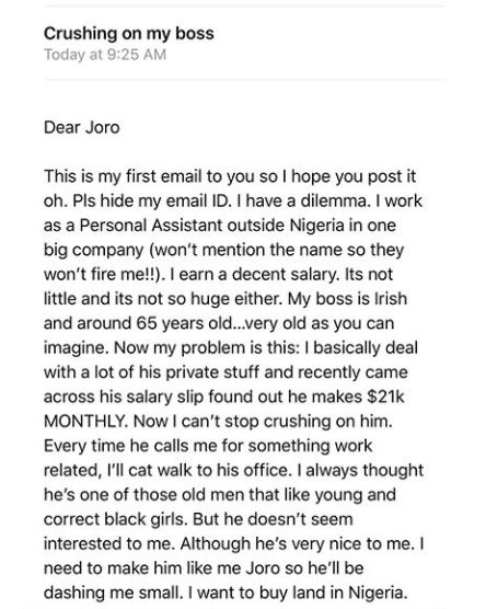 'My Secret Feelings For My Boss' - Nigerian Girl Opens Up