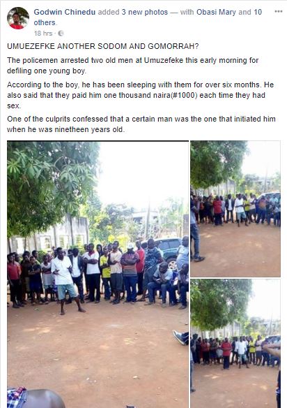 Two Men Who Allegedly Slept with a Young Boy Disgraced in Imo State (Photos)