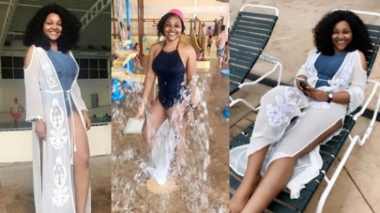 Mercy Aigbe Flaunts Banging Body in UK Water Park (Photos)