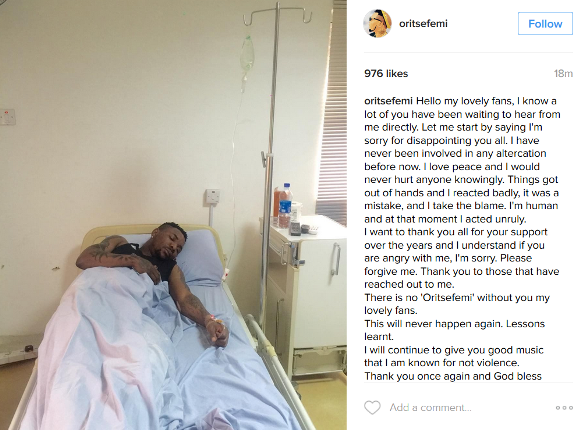 Oritsefemi Shares A Photo Of Himself In Hospital Following Brutal Beating by Bouncers At Quilox Nightclub