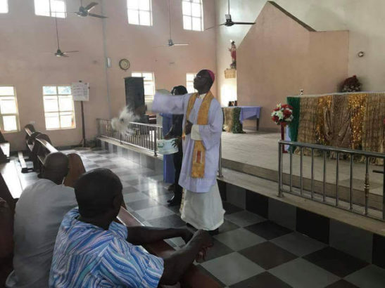Photos: Ozubulu Catholic church opens for worship after last Sunday's massacre