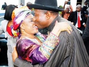 President Jonathan Refuses To Give His Wife A Welcome BackKiss