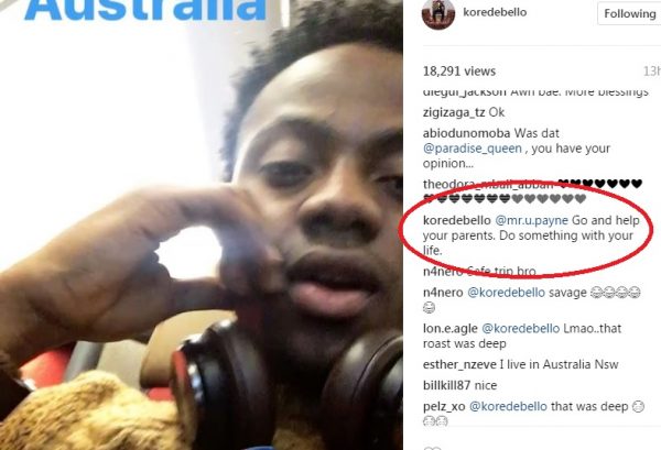 'Do Something With Your Life'; Korede Bello Slams Instagram Fan (See Why)