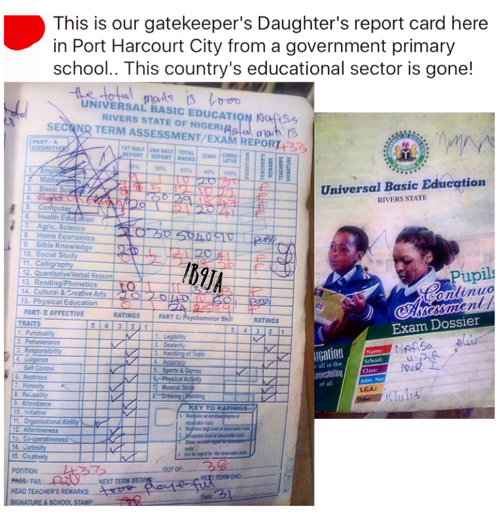 Photo: 'She is too playerful', Teacher's Comments Blunder in Pupils Report Card (Read)