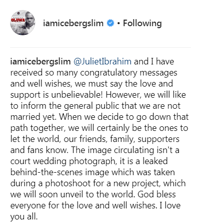 Read How Juliet Ibrahim And Iceberg Slim Responded To Engagement Reports