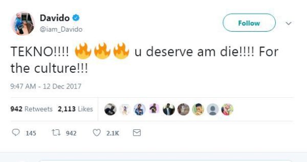 Davido Has This To Say About Tekno's Meeting With Drake