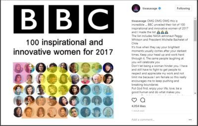 Tiwa Savage Reacts To Making BBC's Top 100 Inspirational & Innovative Women List