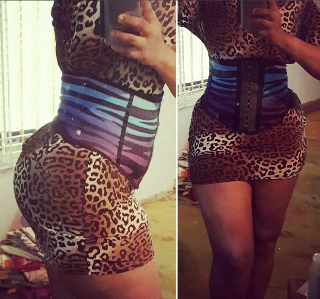 Sweet Mama: Omotola Shows Off Her Curves in Waist Trainer (Photo)