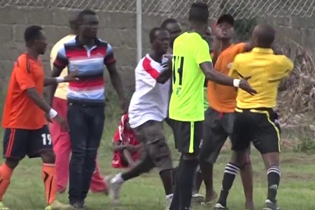 Drama as Football Fans Beat Up Referee Who Allowed an Offside Goal