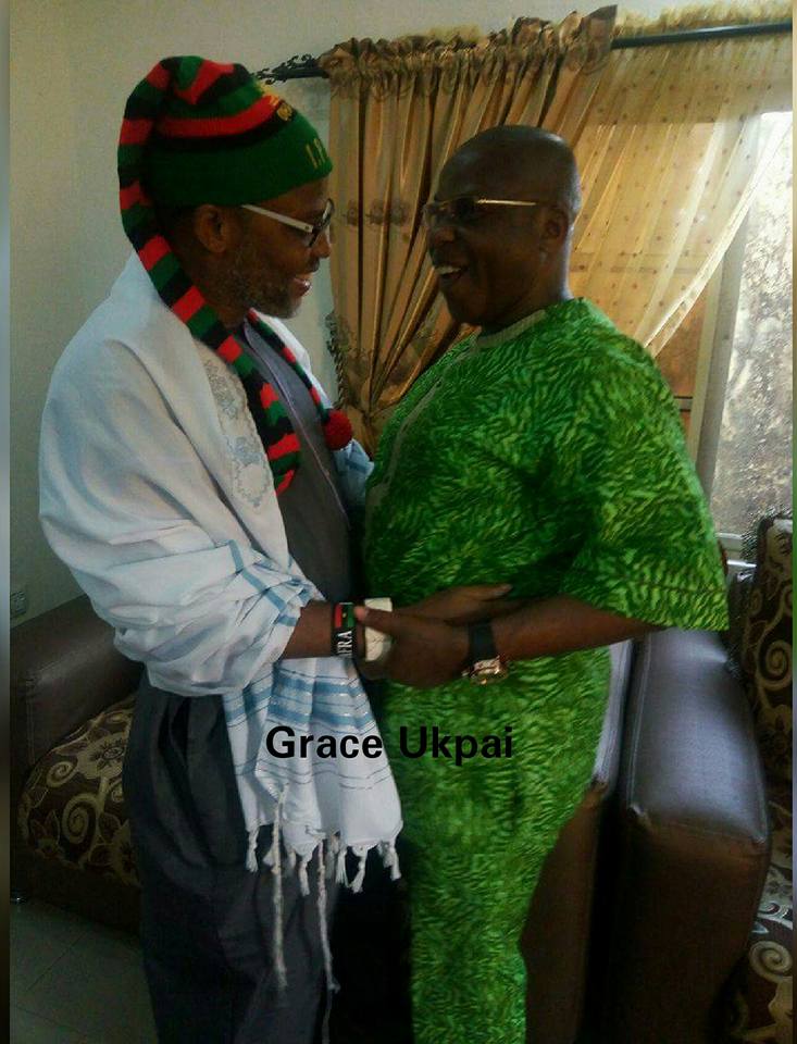 Photos: See How Nnamdi Kanu Greeted Ex-Governor Ohakim at His House in Abia