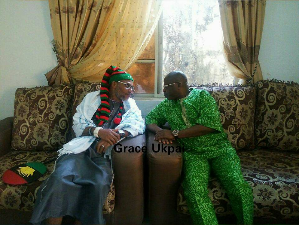Photos: See How Nnamdi Kanu Greeted Ex-Governor Ohakim at His House in Abia