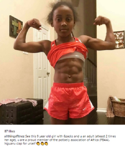 Unbelievable! See Photo of 9-year-old Girl with 6 Packs and Bicep