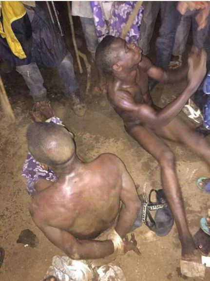 Men Who Allegedly Specialize in R*ping Girls in Ogun Treated to Jungle Justice (Photos)