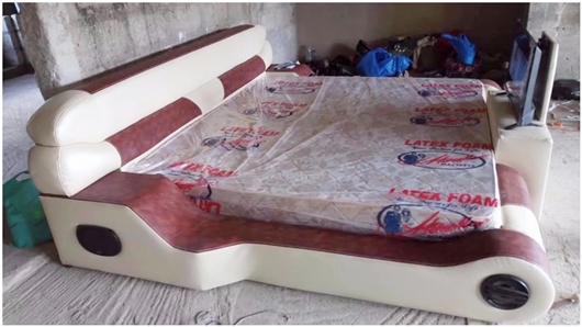 Young Carpenter Makes an Electronic Bed That Comes with a Television and Phone Charger (Photo)