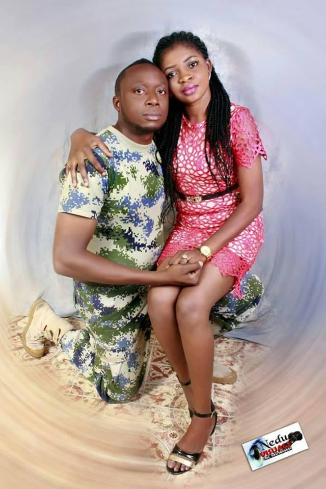 Sweet Love! Nigerian Female Soldier Shows Off Her Husband Who is a Naval Officer