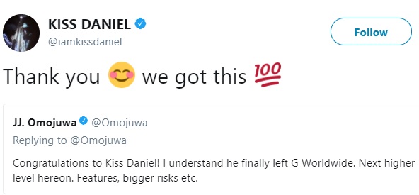 Woju Singer, Kiss Daniel Reveals Reason for Dumping G-Worldwide to Start New Record Label