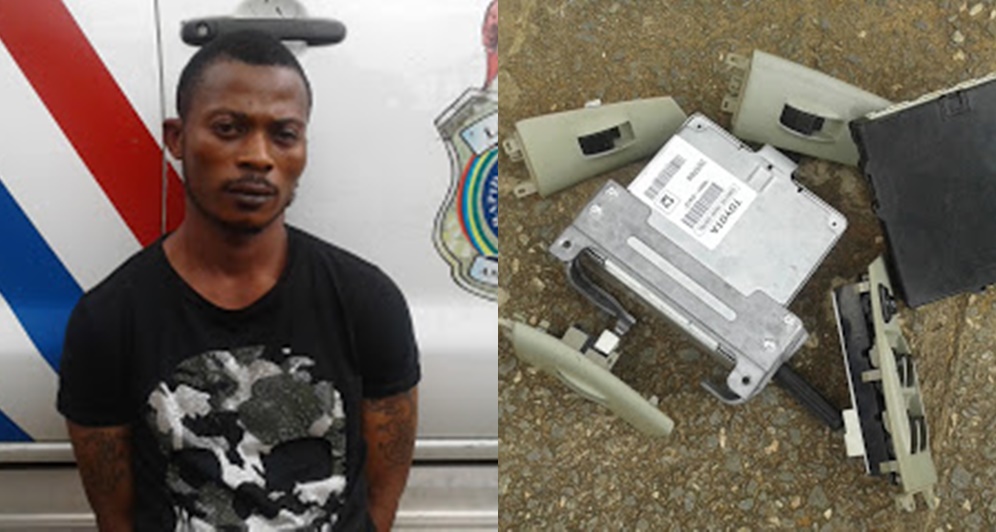 See the Notorious Criminal Arrested for Stealing from 57 Vehicles in Lagos (Photo)