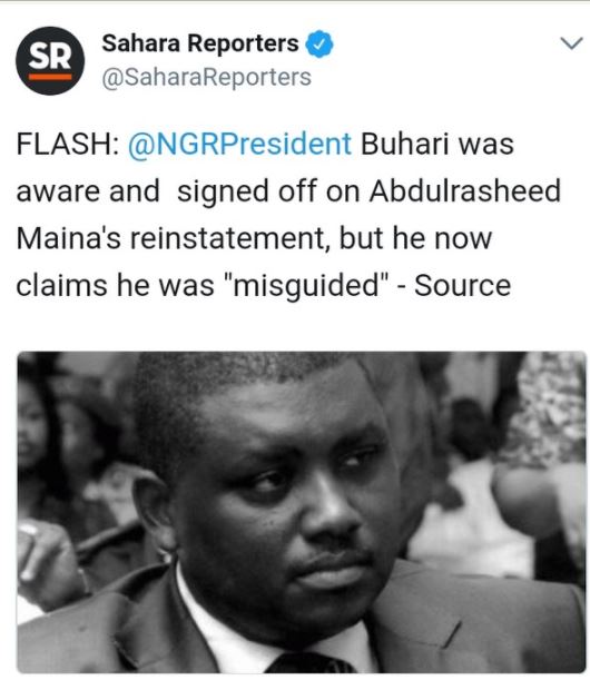 President Buhari Accused of Knowing About Maina's Reinstatement
