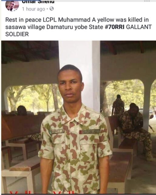 So Sad: Boko Haram Kills Another Young Nigerian Soldier