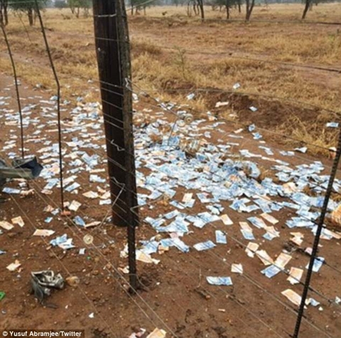 Money Showers as Gang of Armed Robbers Blow Up Cash Van in South Africa (Photos)
