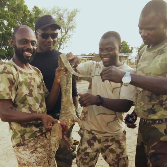 Nigerian Soldiers Fighting Boko Haram Kill Monitor Lizard and Use it for Pepper Soup (Photos)