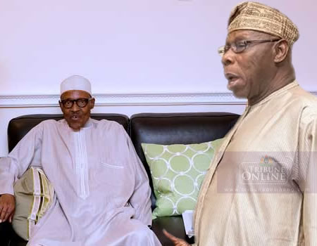 Former President Obasanjo Visits Buhari in London ( Photo )