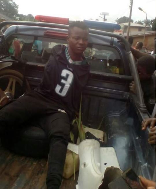 Motorcycle and Handbag Snatcher Caught and Tied Up by Vigilante in Anambra (Photos)