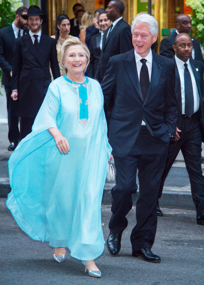 Too Sweet! Hillary Clinton Rocks African Agbada to a Wedding in America (Photos)